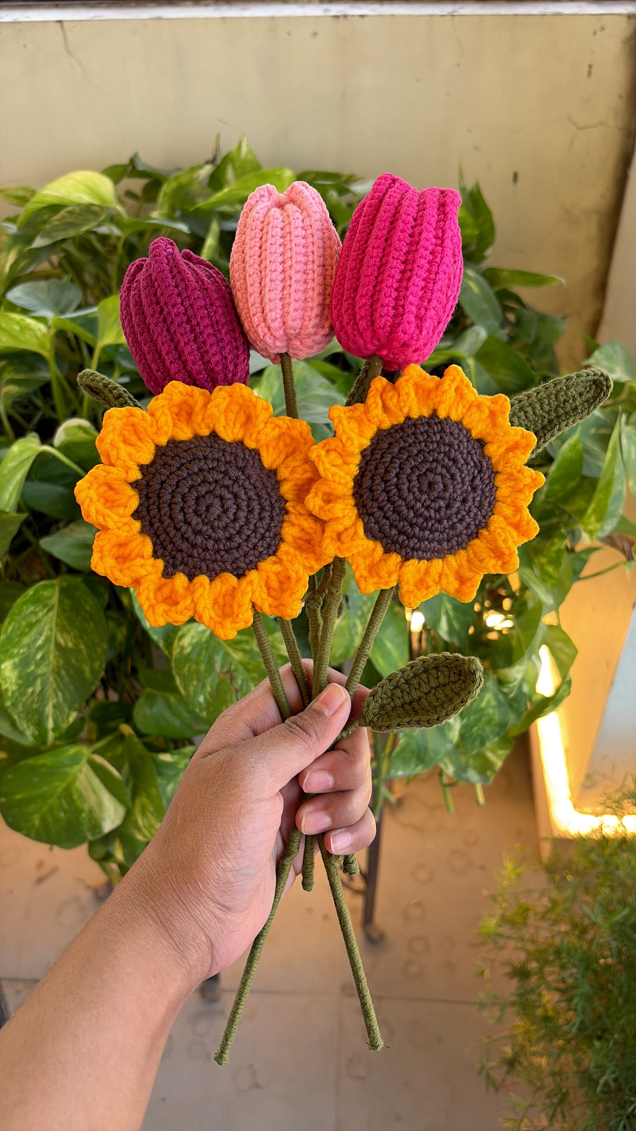 Tulips and sunflowers