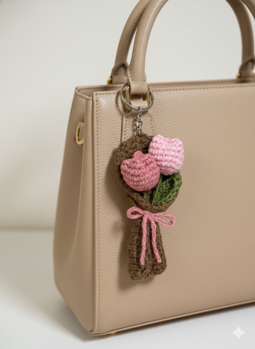 Tulip bouquet keychain